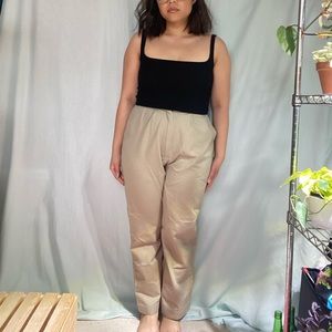 HIGH-WAISTED KHAKI straight-cut pants